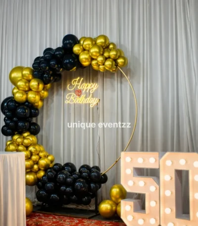 Golden and Black Balloon Ring Decor