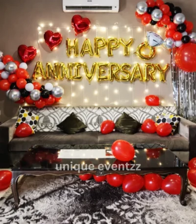 Red and Black Themed Anniversary Decoration