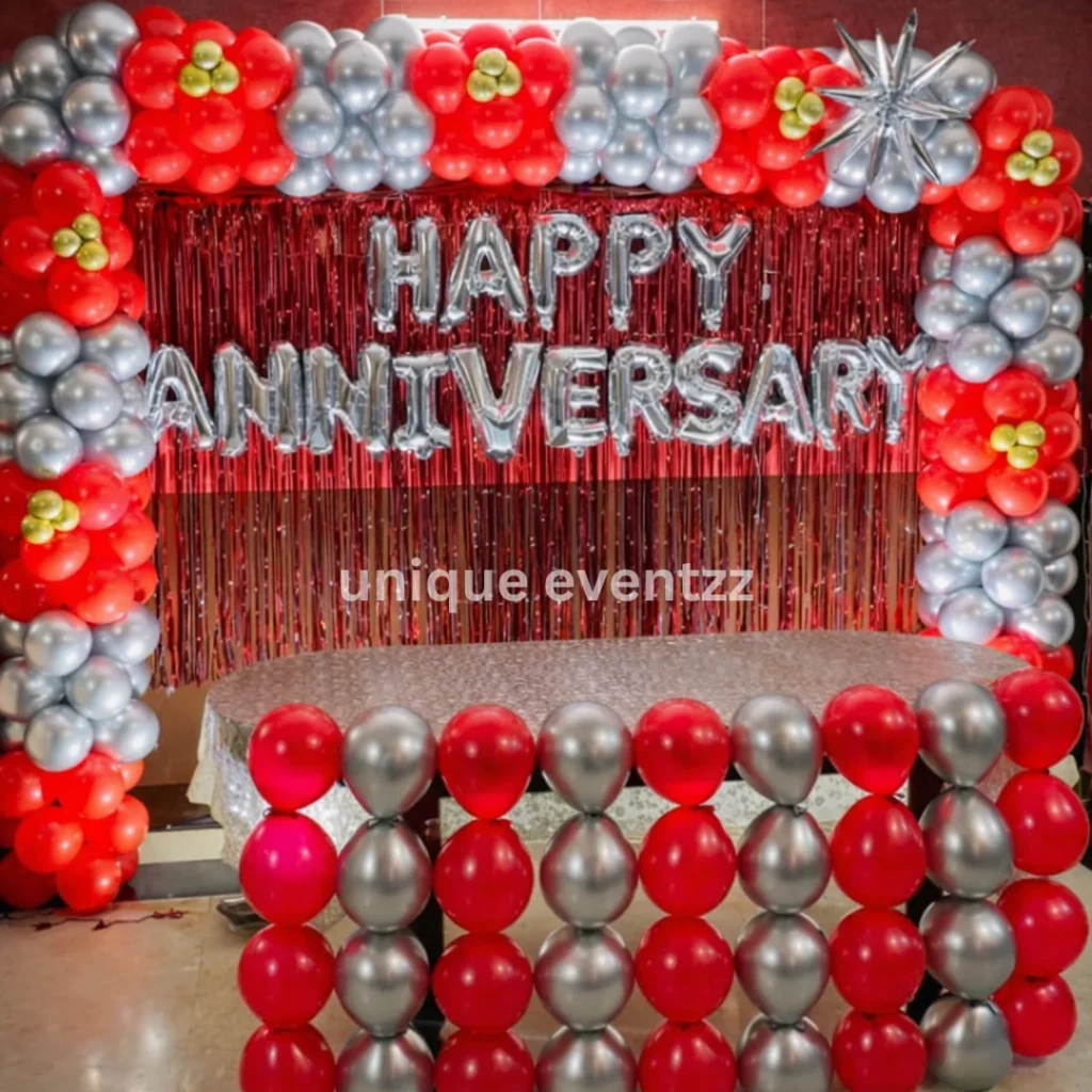 Red & Silver Themed Anniversary Decoration