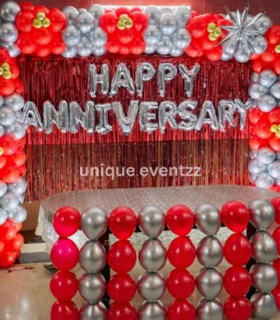 Red & Silver Themed Anniversary Decoration