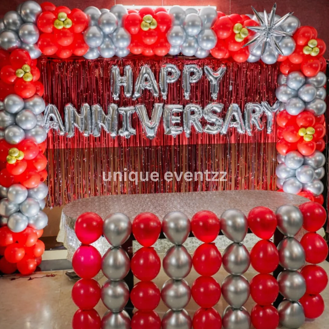 Red & Silver Themed Anniversary Decoration Red & Silver Themed Anniversary Decoration