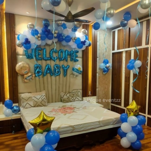 Blue theme welcome baby decoration