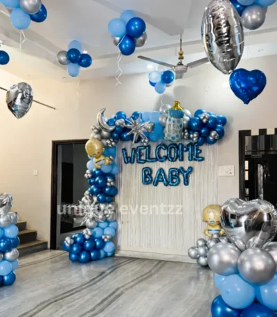 Blue Theme Welcome Decoration For Baby Boy