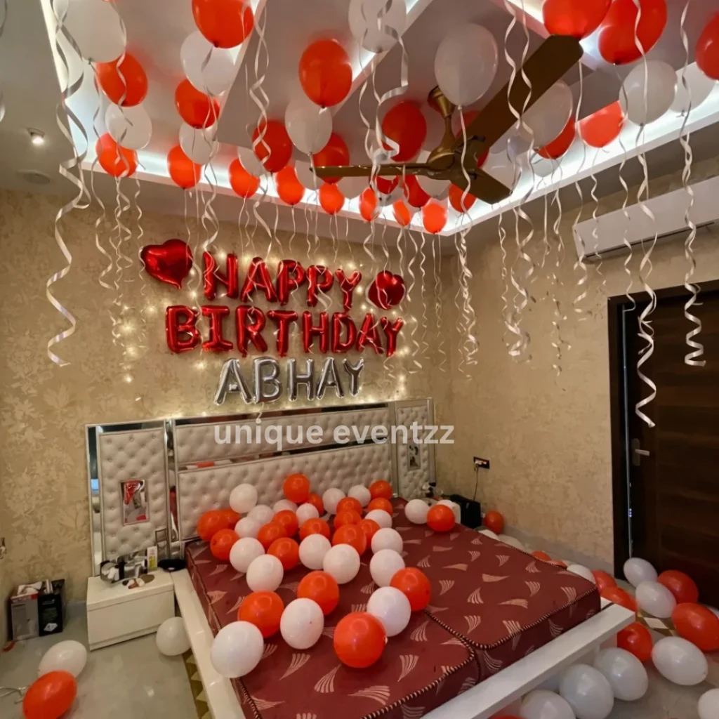 Romantic room decoration for birthday
